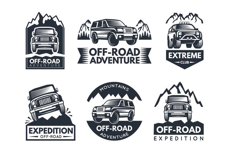 monochrome-labels-set-with-suv-cars