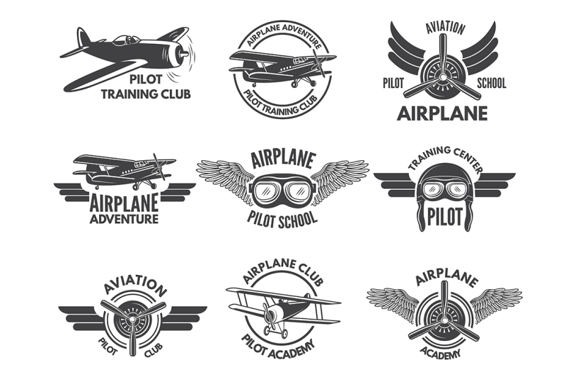 labels-design-template-with-pictures-of-airplanes