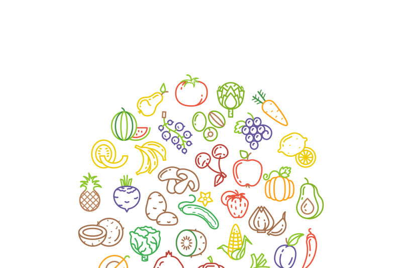 fruit-and-vegetable-vector-logo-with-line-icons