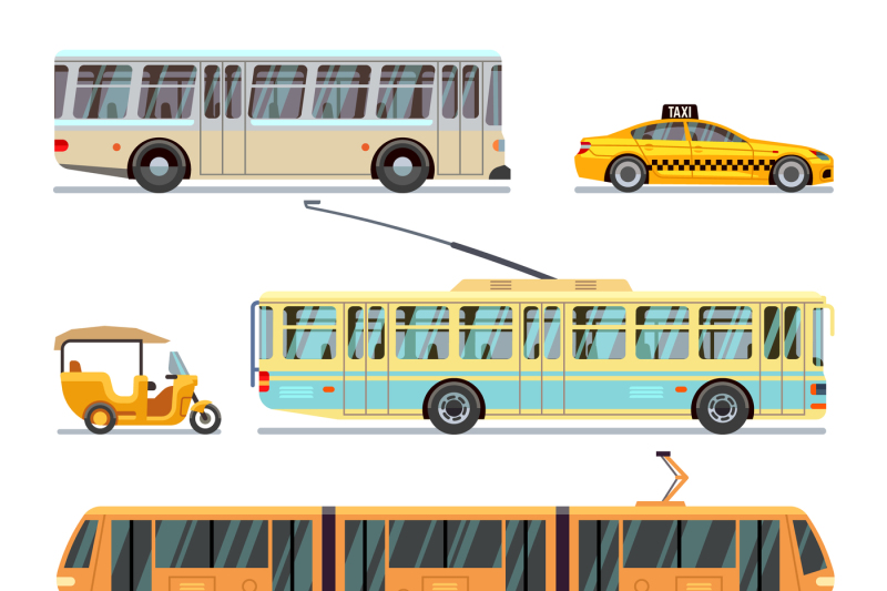 municipal-city-transport-vector-flat-icons-set