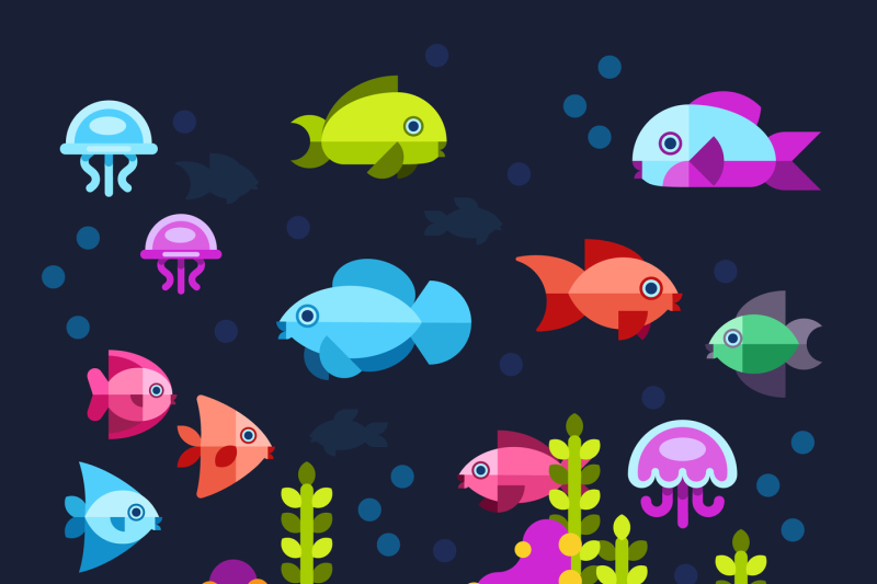 underwater-life-with-sea-animals-in-flat-style