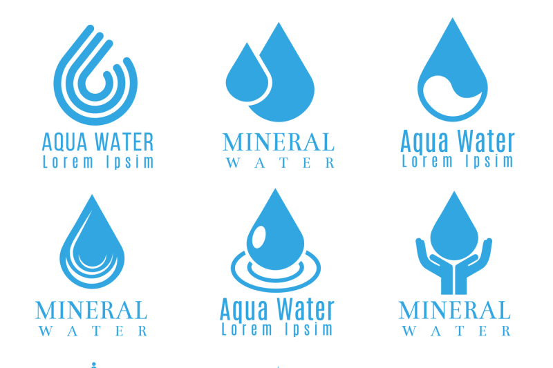 blue-water-drop-logos-icons-vector-set