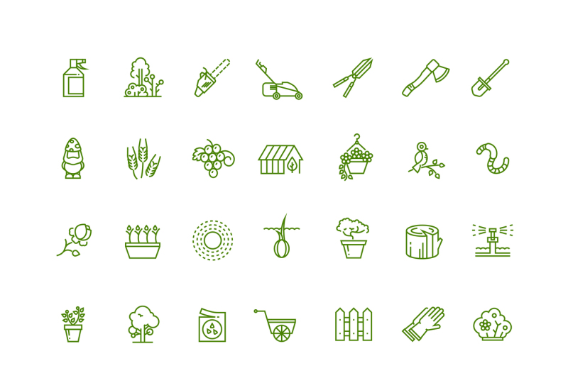 sprouting-seeds-and-home-gardening-thin-outline-vector-icons