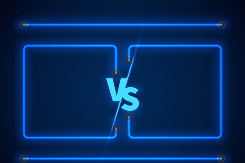 versus-screen-with-blue-neon-frames-and-vs-letters-stock-vector
