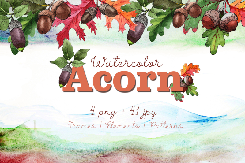 autumn-acorn-leaf-and-plant-png-watercolor-set