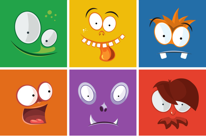 cartoon-funny-faces-with-emotions-monsters-expression-vector-set