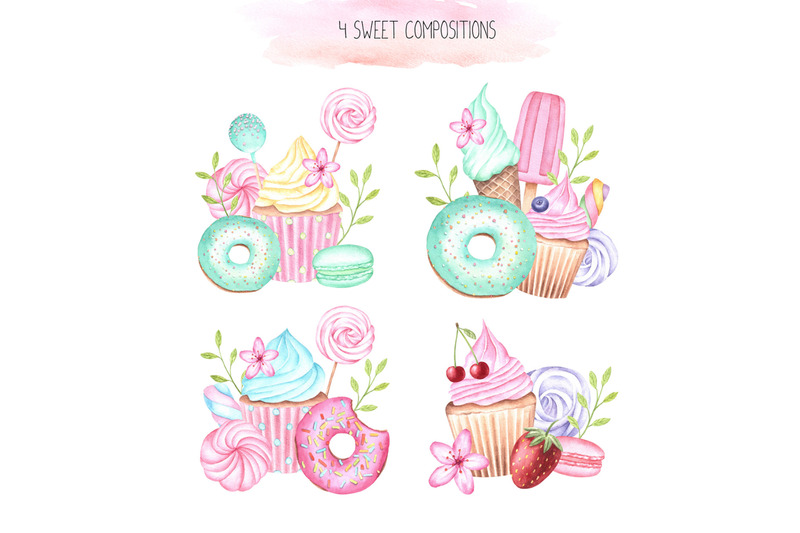 sweet-watercolor-set-cupcake-clipart-donut-clipart-sweet-patterns