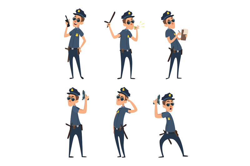 funny-cartoon-characters-of-policemen-in-action-poses