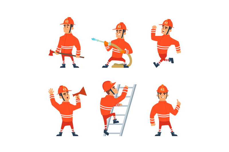 fireman-on-the-work-different-action-poses