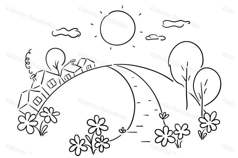cartoon-landscape-with-little-houses-trees-and-flowers