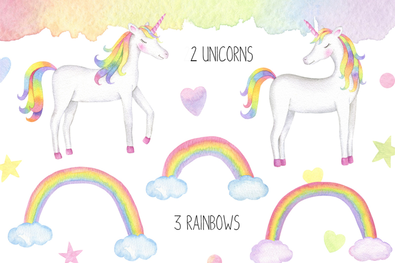 magical-unicorn-watercolor-set-unicorn-face-clipart-rainbow-clipart
