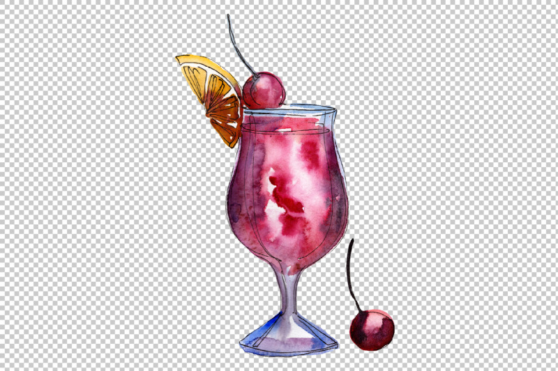 alcoholic-cocktails-png-watercolor-set