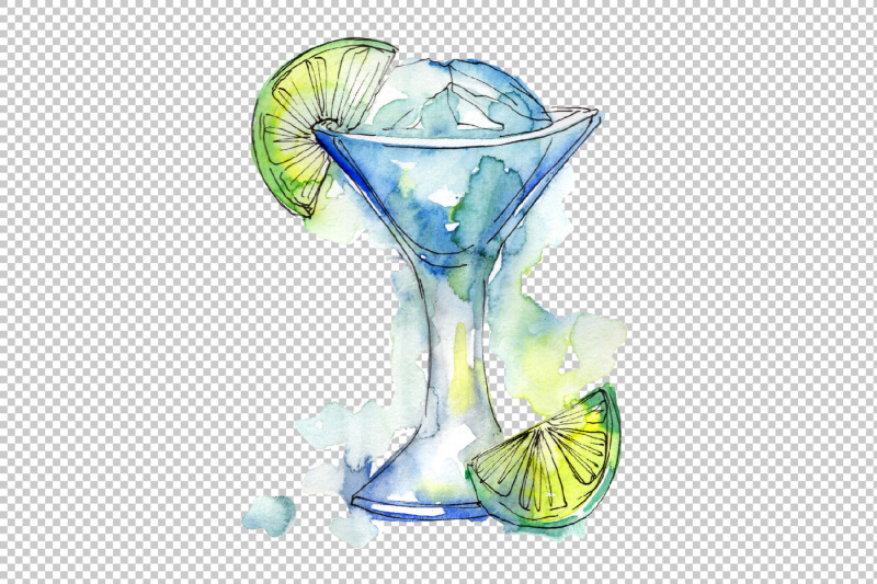 alcoholic-cocktails-png-watercolor-set