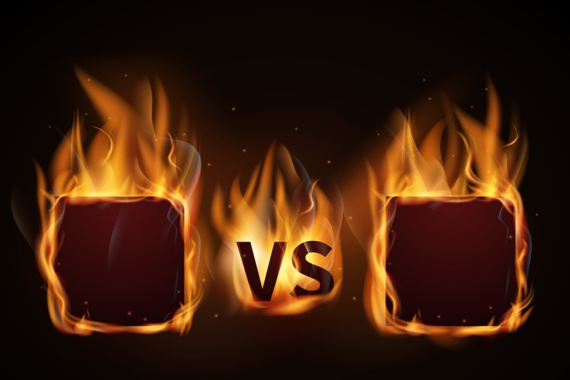 versus-screen-with-fire-frames-and-vs-letters-vector-illustration
