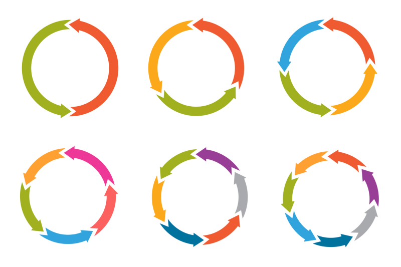 circle-arrows-with-options-parts-steps-vector-icons