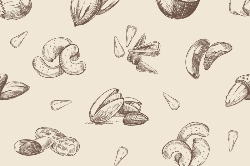 nuts-hand-drawn-doodles-seamless-pattern