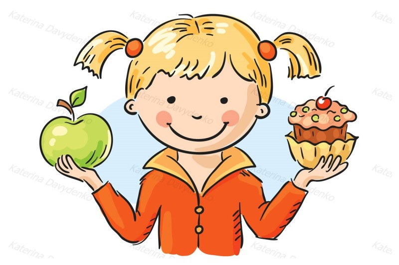 little-girl-holding-a-cake-and-an-apple