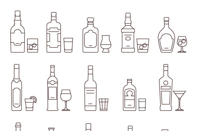 alcohol-drink-beverages-outline-icons-bottles-and-glasses-thin-line-s
