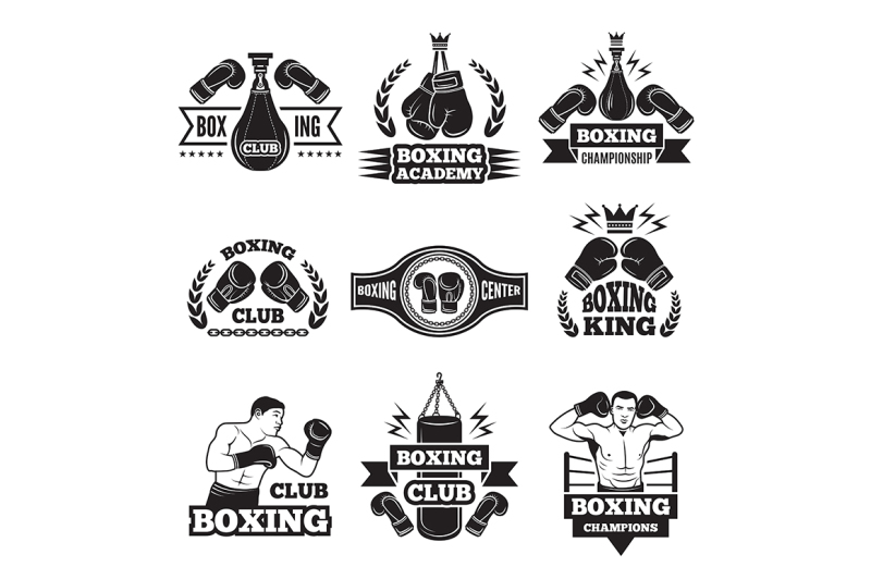 monochrome-labels-set-for-boxing-championship-illustration-of-gloves