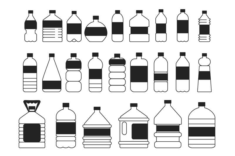 monochrome-pictures-set-of-plastic-bottles