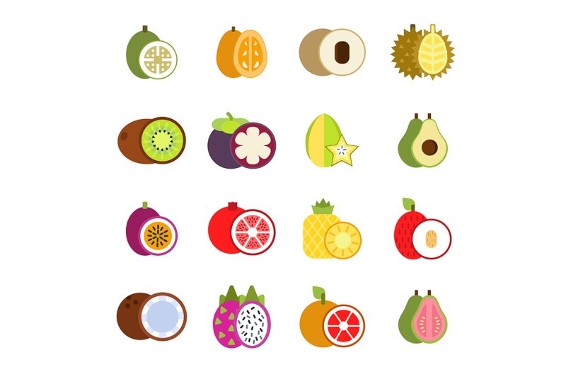 guava-mango-and-others-illustrations-of-tropical-fruits-in-flat-style