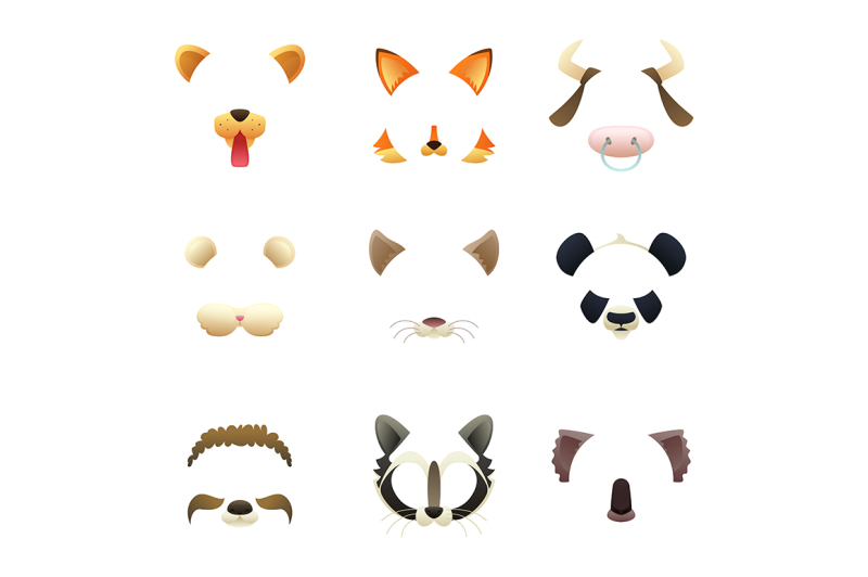 masks-of-funny-animals-ears-and-nose
