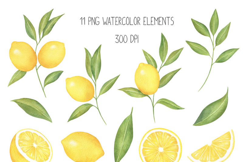 lemon-and-citrus-watercolor-clipart-lemon-wreath-seamless-pattern