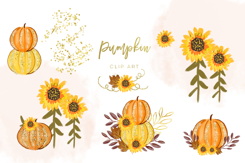 pumpkin-orange-watercolor-separate-element-autumn-fall-diy-clip-art