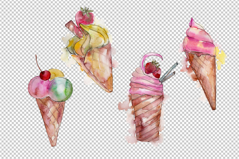 watercolor-yummy-yummy-ice-cream-png-set