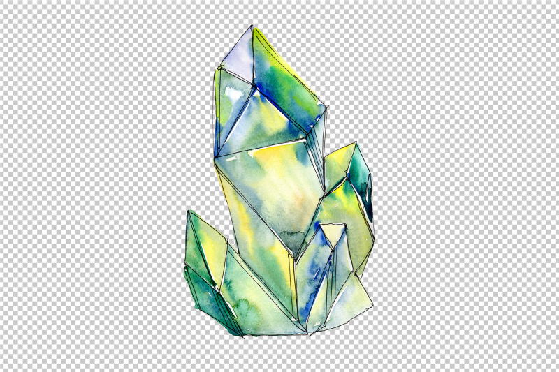aquarelle-colorful-geometric-crystal-png-set
