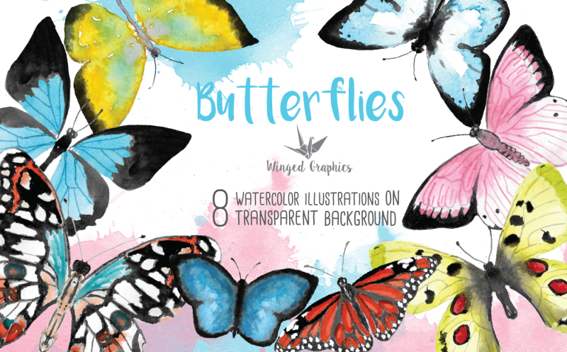 butterflies-handpainted-digital-watercolor-clipart