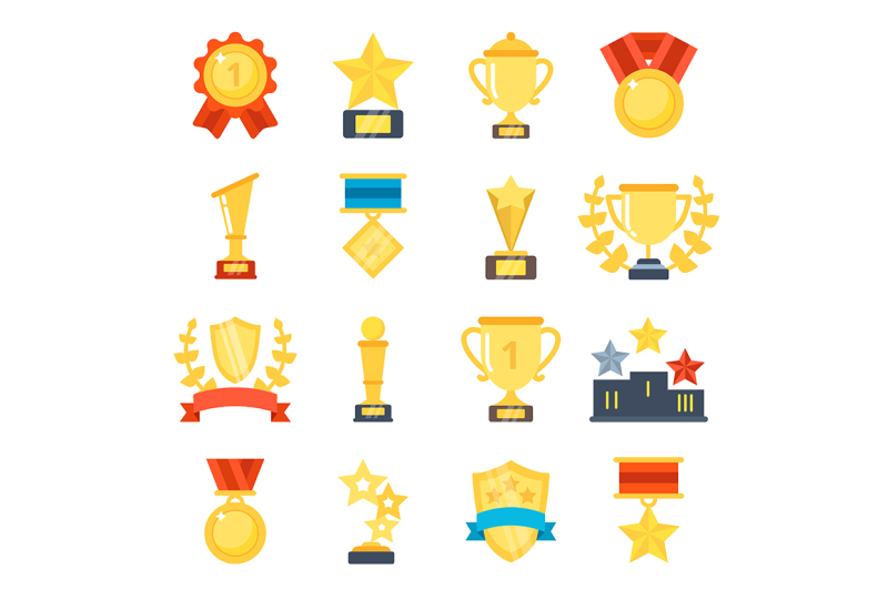 flat-pictures-set-of-different-trophy