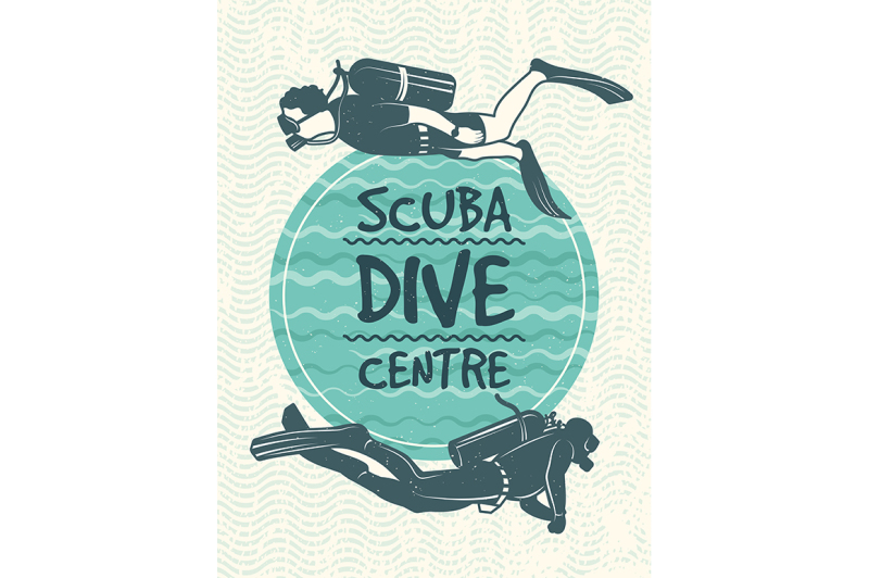 retro-poster-for-sport-club-of-diving-vector-design-template