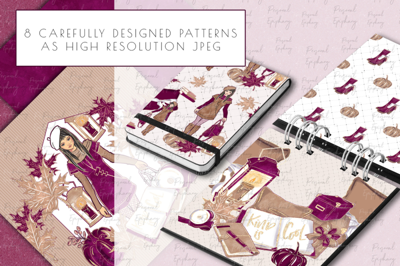 fall-digital-paper-planner-girl-background-luxury-repeat-pattern