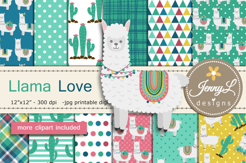 llama-alpaca-digital-papers-and-clipart