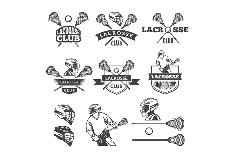 labels-of-lacrosse-club-vector-monochrome-pictures-set