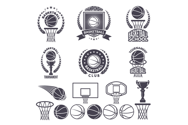 sport-logos-with-basketball-monochrome-pictures