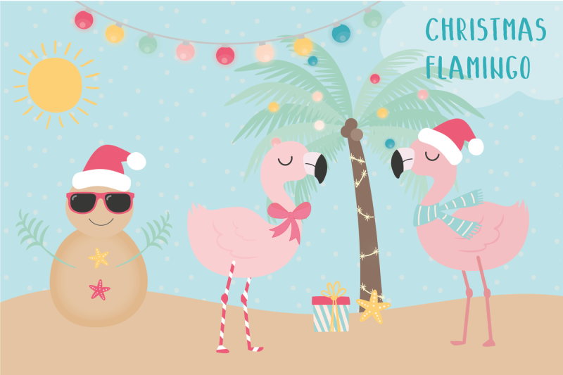 Christmas Flamingo clipart Download