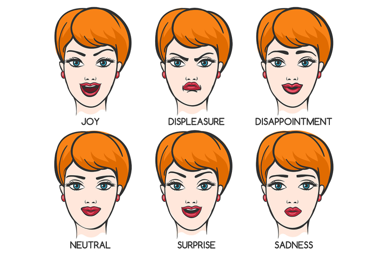female-face-expression-set