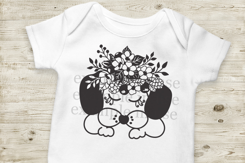 puppy-dog-face-closed-eyes-with-flowers-for-cutting-print