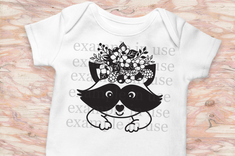 baby-raccoon-with-flowers-cutting-printable-template