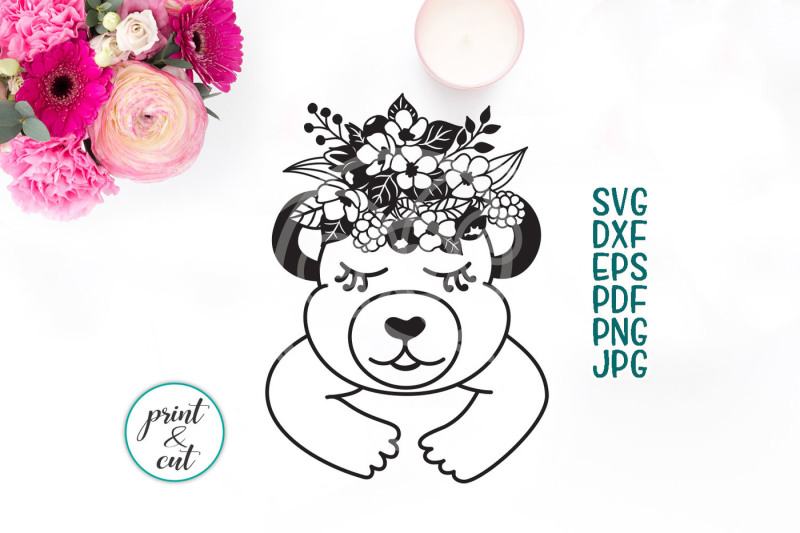 bear-face-with-flowers-crown-plotter-cutting-file-printable