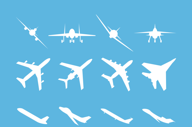 different-airplanes-vector-icon-set