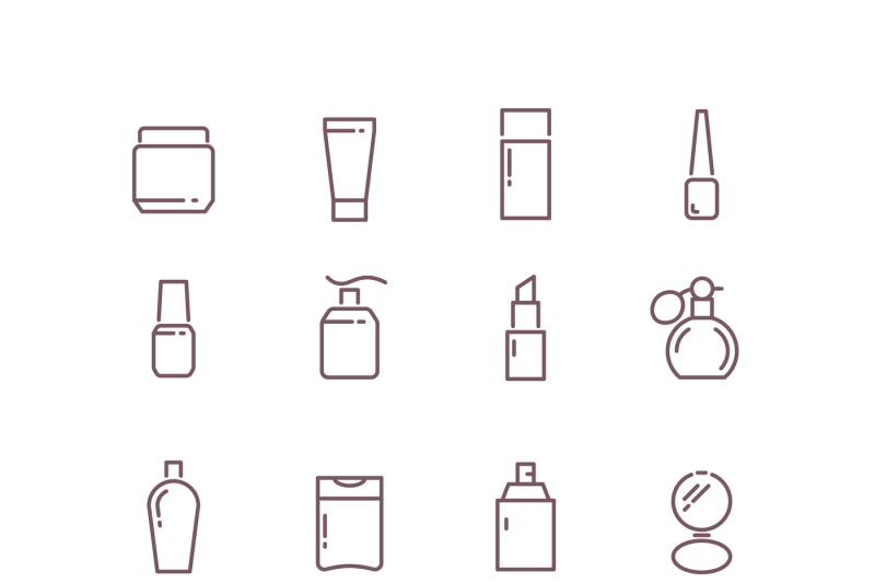 cosmetic-package-bottles-thin-outline-vector-icons-set