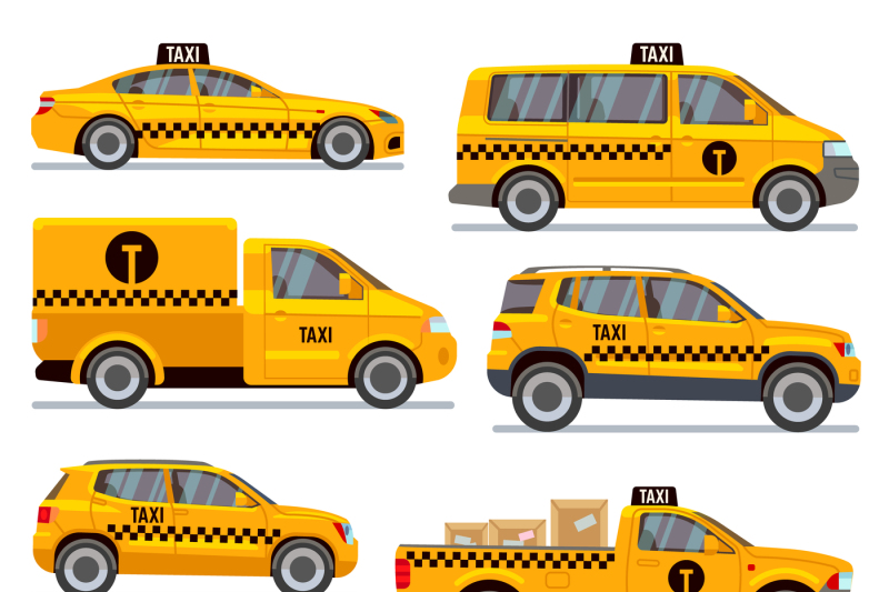 different-taxi-types-flat-vector-collection