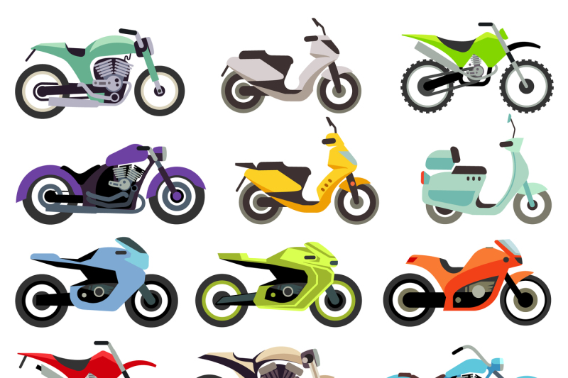 classic-motorcycle-motorbike-flat-vector-icons