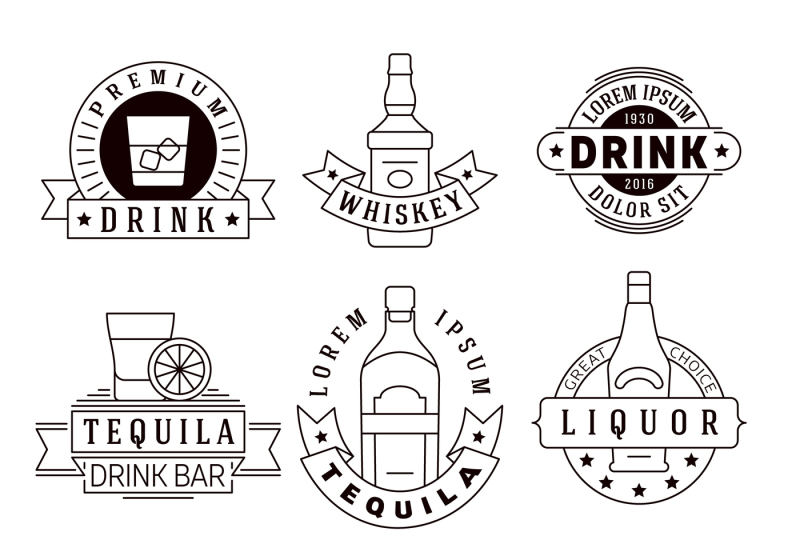 alcohol-drinks-vector-emblems-badges-logo-set
