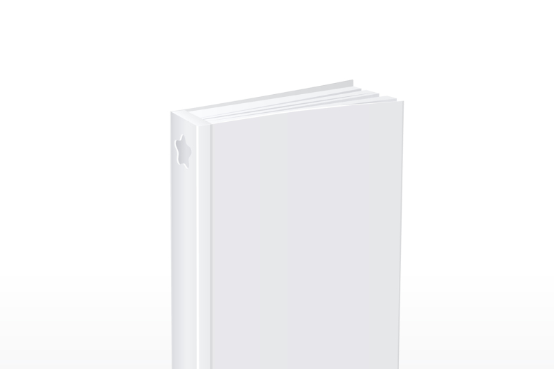 blank-vertical-white-softcover-book-standing-on-table-perspective-view