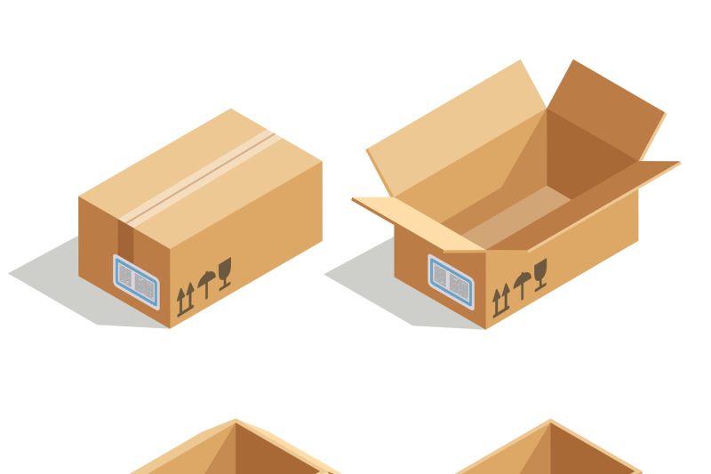 cardboard-boxes-opened-and-closed-3d-isometric-vector-icons-for