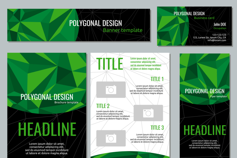 corporate-identity-vector-template-with-green-polygonal-elements